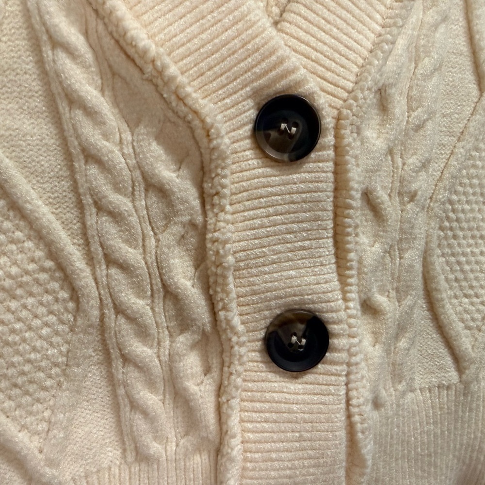 Free People Cable Knit Cropped Sweater Vest Cream Button Front Size L - Picture 5 of 8